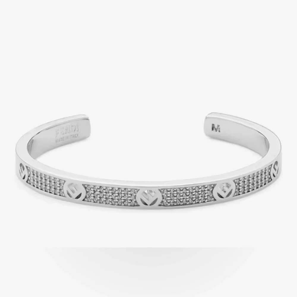Fendi F is Fendi Bracelet with Silver and Crystal Embellishments New